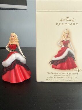 Hallmark Red and White Celebration Barbie Holiday Figurine